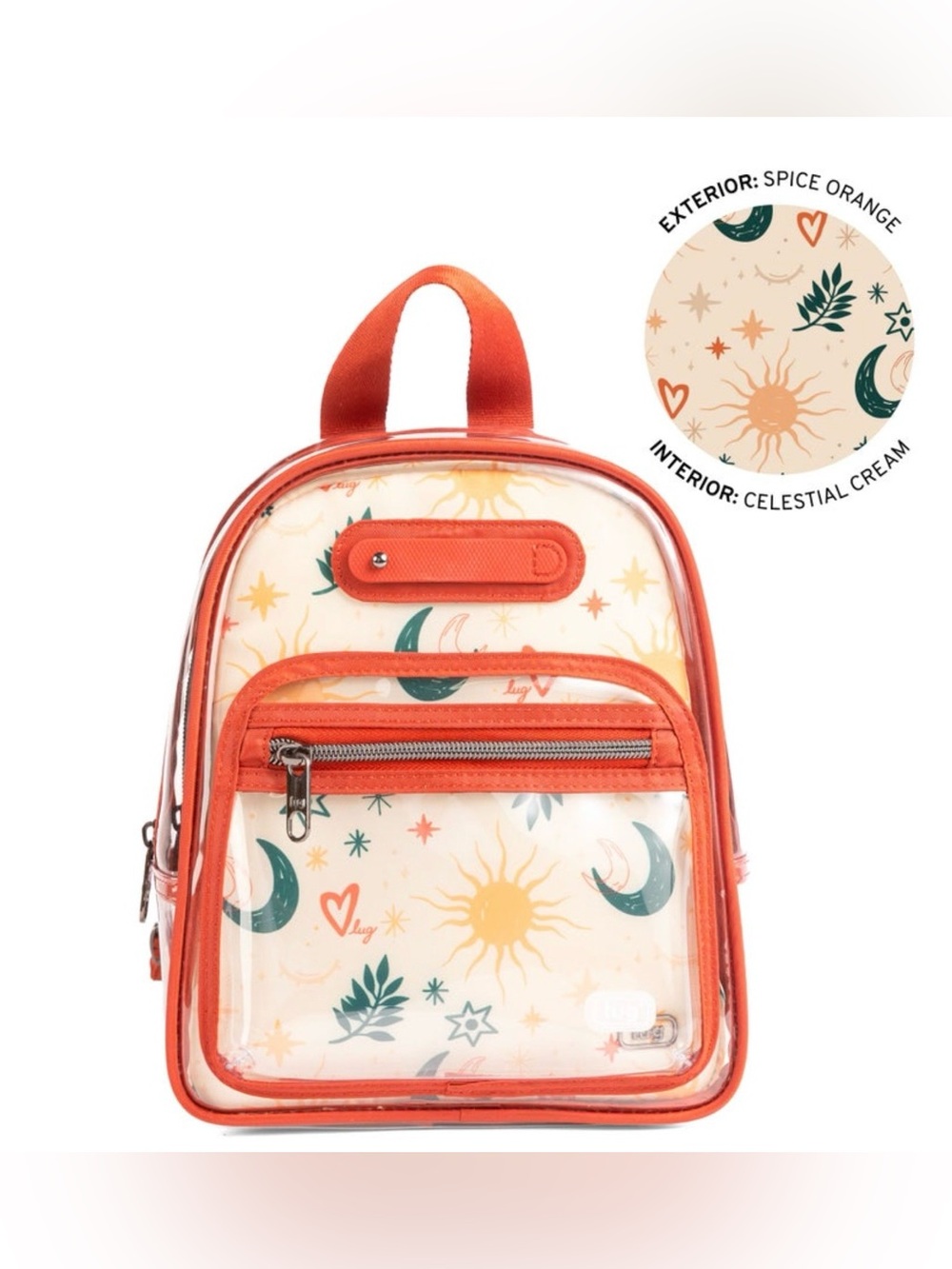 Lug Jetliner Clearview Backpack - Spice Orange Celestial Print. NWT